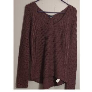 American Eagle Outfitters Sweater Women's Large Purple Metallic Knit Pullover